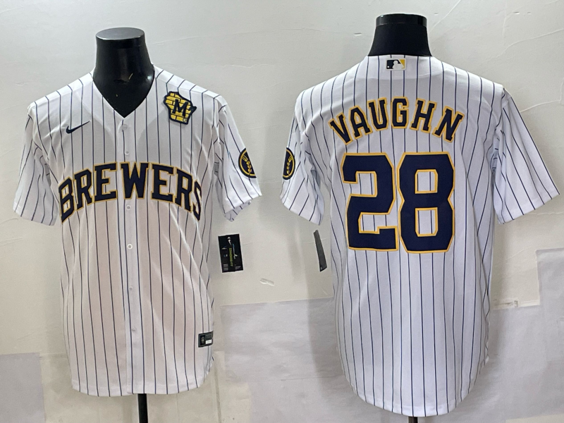 Men Milwaukee Brewers #28 Vaughn white Nike MLB 2025 Jersey 065->milwaukee brewers->MLB Jersey